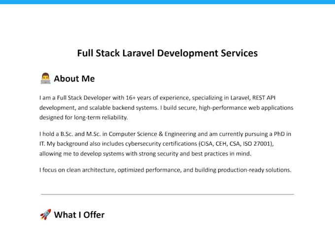 build secure laravel full stack web apps, saas and API backend